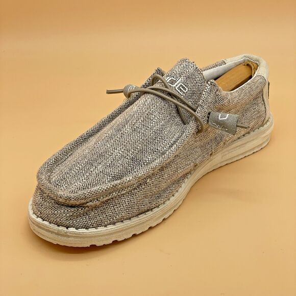 HEY DUDE Wally Woven SLIP-ON Moccasin Loafers Men’s US 9 UK 8 Carbone Chambray - Picture 1 of 16